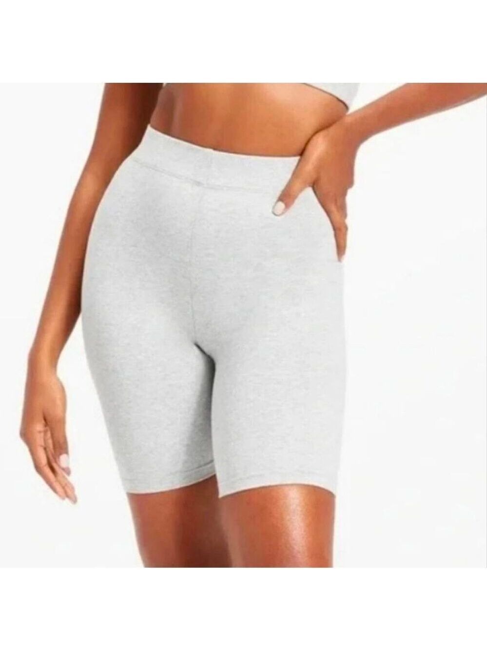 Good American Cotton Stretch Bike Shorts Size 2 (US 8/10) Heather Gray – NWT